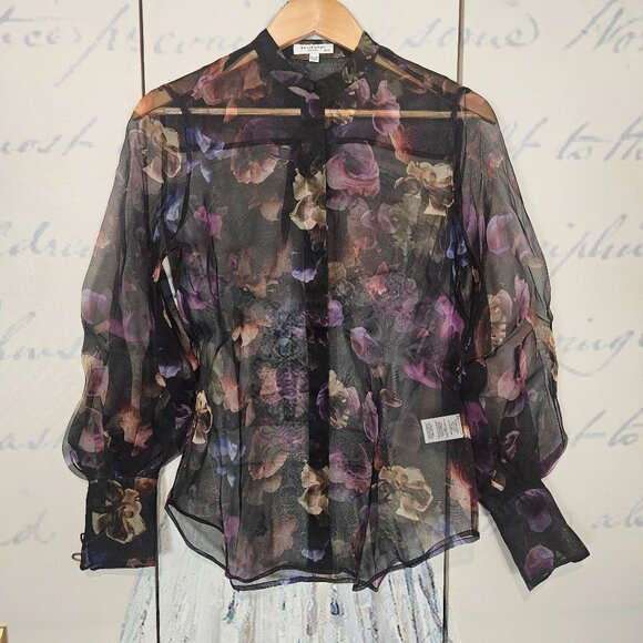 NWT Equipment Femme Boleyn Sheer Silk Floral Blouse Size XS $300 - Picture 2 of 10
